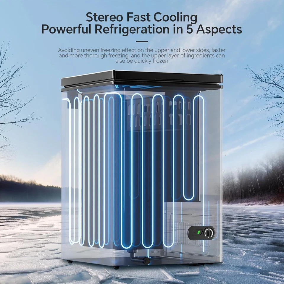 Congelador de pecho de 3,5 pies cúbicos con cesta extraíble con temperatura ajustable Foto 2 de 4