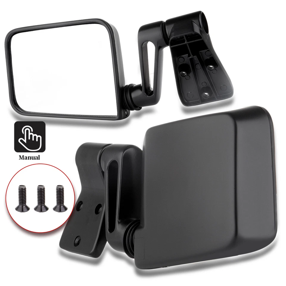 Pair Black Manual Right +Left Side View Door Mirrors For 97-02 Jeep Wrangler TJ Foto 3 de 4