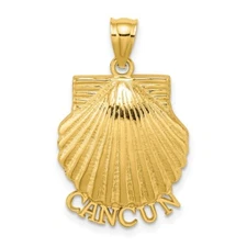 14K Yellow Gold 2-D Cancun Under Scallop Shell Pendant