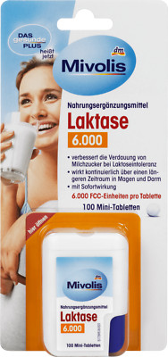 Genuine Mivolis Lactase 100 Tablets 6000 FCC milk sugar digestion