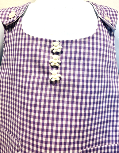 Handmade Girl's 4T Dress Purple White Gingham A-line Cross Back Lined Classic - Picture 3 of 4