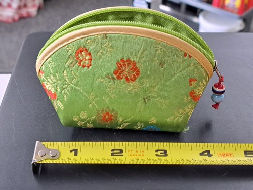 Vintage Oriental Satiny Small Zipper Closure Multicolored Pocket Purse - Picture 7 of 7