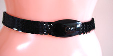 Vintage 60s 70s 3/4" BLACK Stretch Fish Scale Belt to 36" L XL Clasp