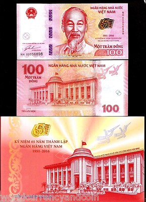 VIETNAM 100 Dong VND 2016 x 1 Pcs Commemorative 65th Any UNC