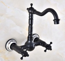 Black Oil Rubbed Brass Kitchen Faucet Bathroom Sink Mixer Tap Wall Mount snf851