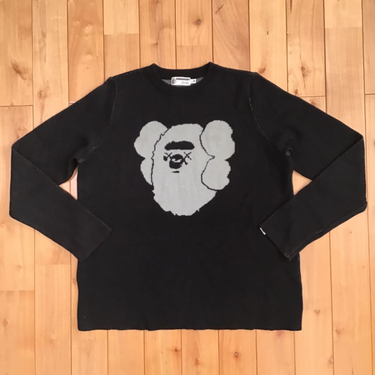 BAPE × kaws Big head logo knit Black A Bathing Ape Size M | eBay BAPE × kaws Big head logo knit Black A Bathing Ape Size M | eBay