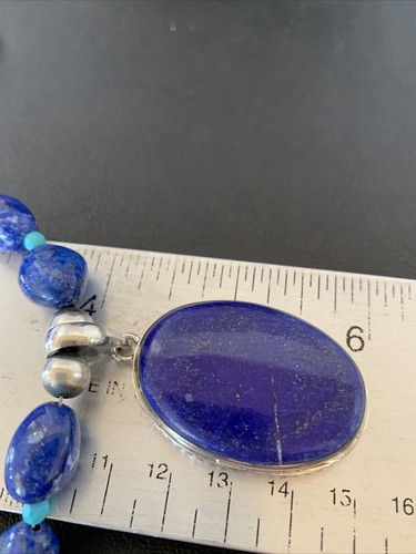 Blue Lapis Pendant Navajo Sterling Silver Turquoise Necklace 20" 10522 - Picture 12 of 12