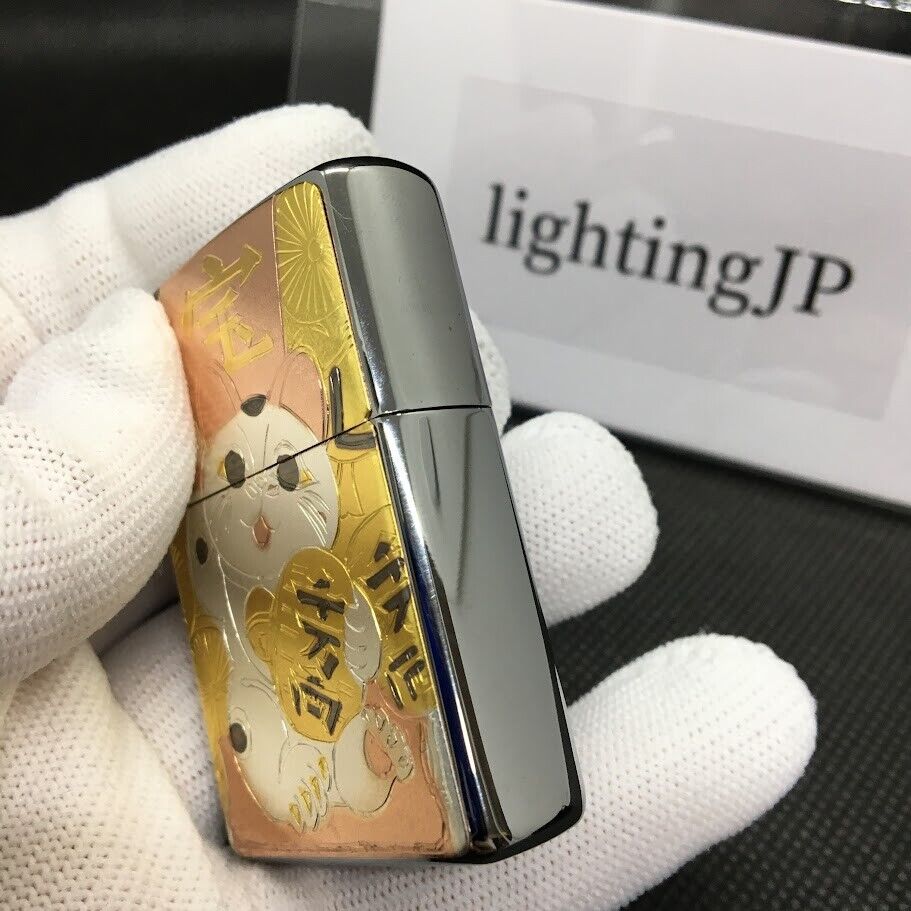Zippo Beckoning Cat Lucky Happy Electroformed Plate Lighter Zippo Beckoning Cat Lucky Happy Electroformed Plate Lighter