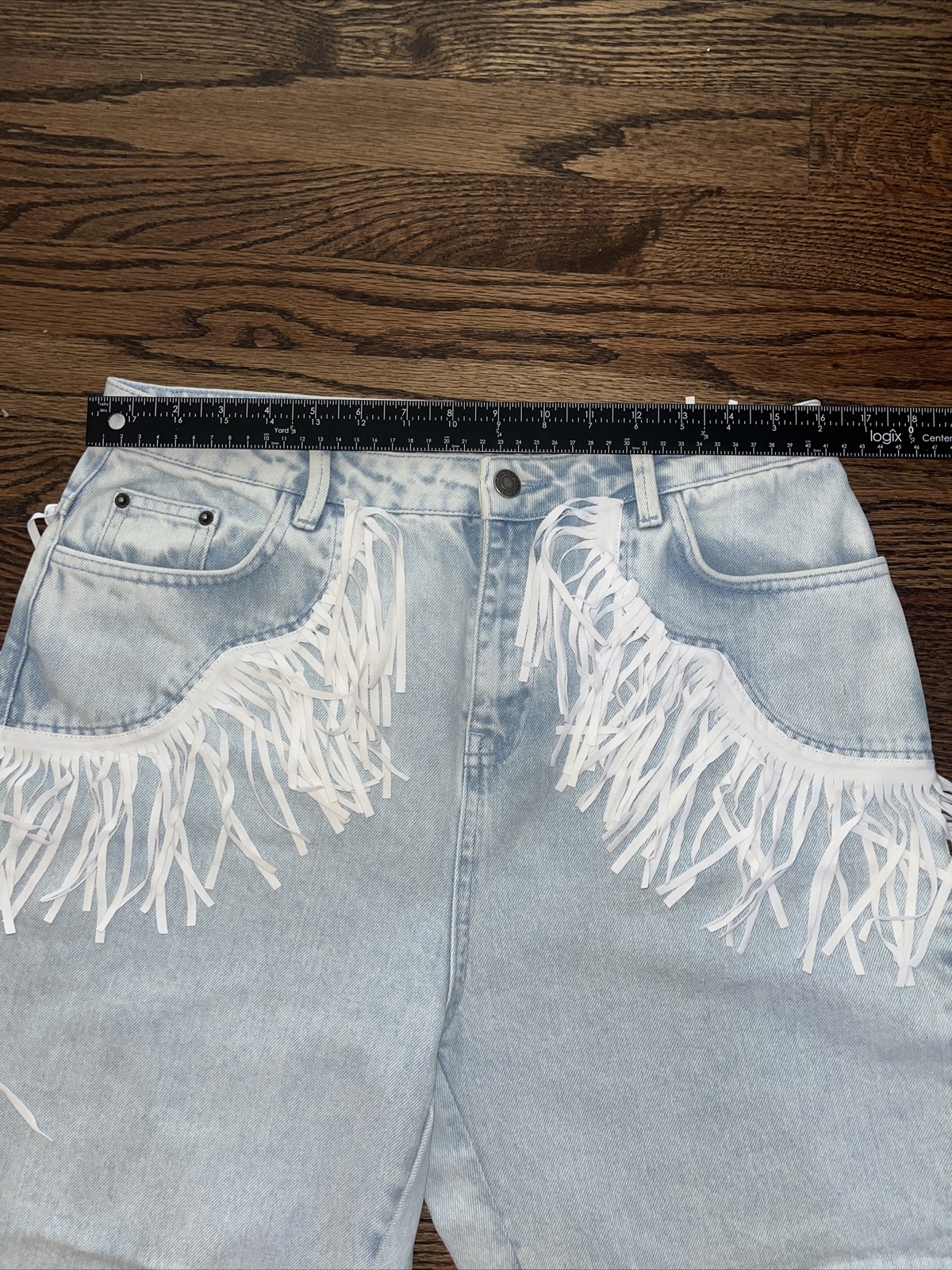 Nasty Gal Fringe Denim Jeans Size 10 Waist 32 - View 5