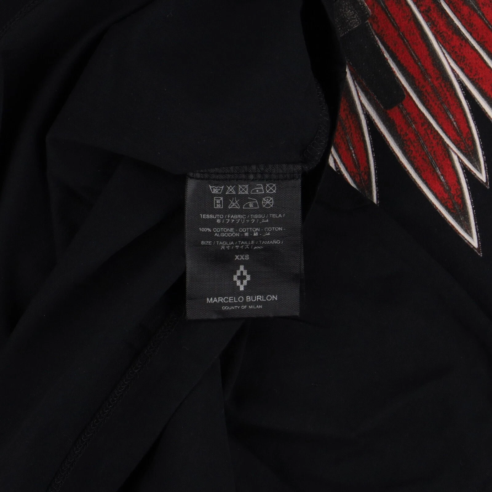 T shirt Marcelo Burlon nera stampa ali Angelita Taglia XXS SS17 $315