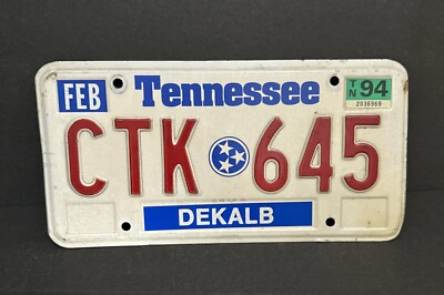 Tennessee License Plate “3 Star” — DEKALB County — STEEL — CTK 645