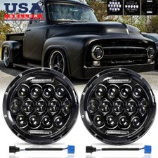 For 1953-1977 Ford F-100 F-250 F-350 Pickup Pair 7 Led Headlights Hilow Drl For 1953-1977 Ford F-100 F-250 F-350 Pickup Pair 7 Led Headlights Hilow Drl