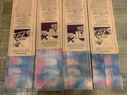 Antique 4 Dennison Art Deco Crepe Paper NOS Pink/Blue/White - Picture 4 of 5
