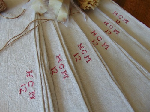 ANTIGUO FRANCÉS PRIMITIVO LINO TEJIDO A MANO, ROJO HCM12 MONOGRAMA, TOALLA/CORREDOR (6 - Imagen 3 de 12