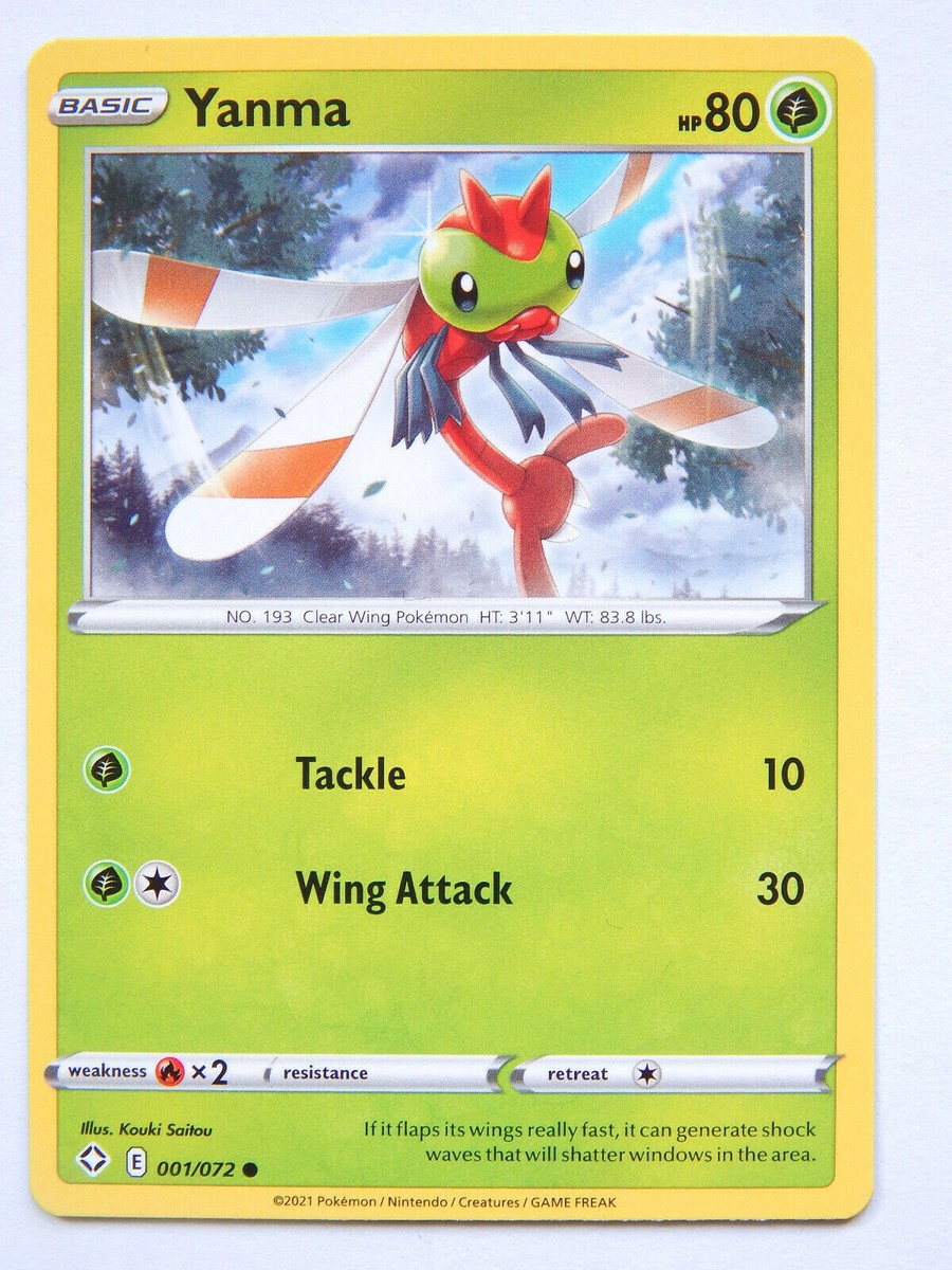 Yanma 001/072 (NM, Pokemon Card, Shining Fates, 2021, Grass