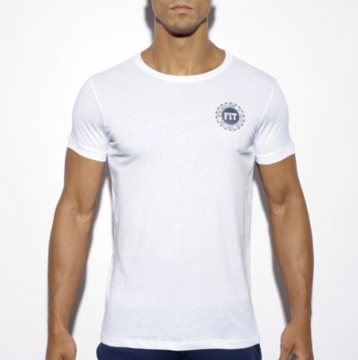 ES COLLECTION - TS172 NEVER BACK DOWN U-NECK T-SHIRT weiß (XL-Größe)