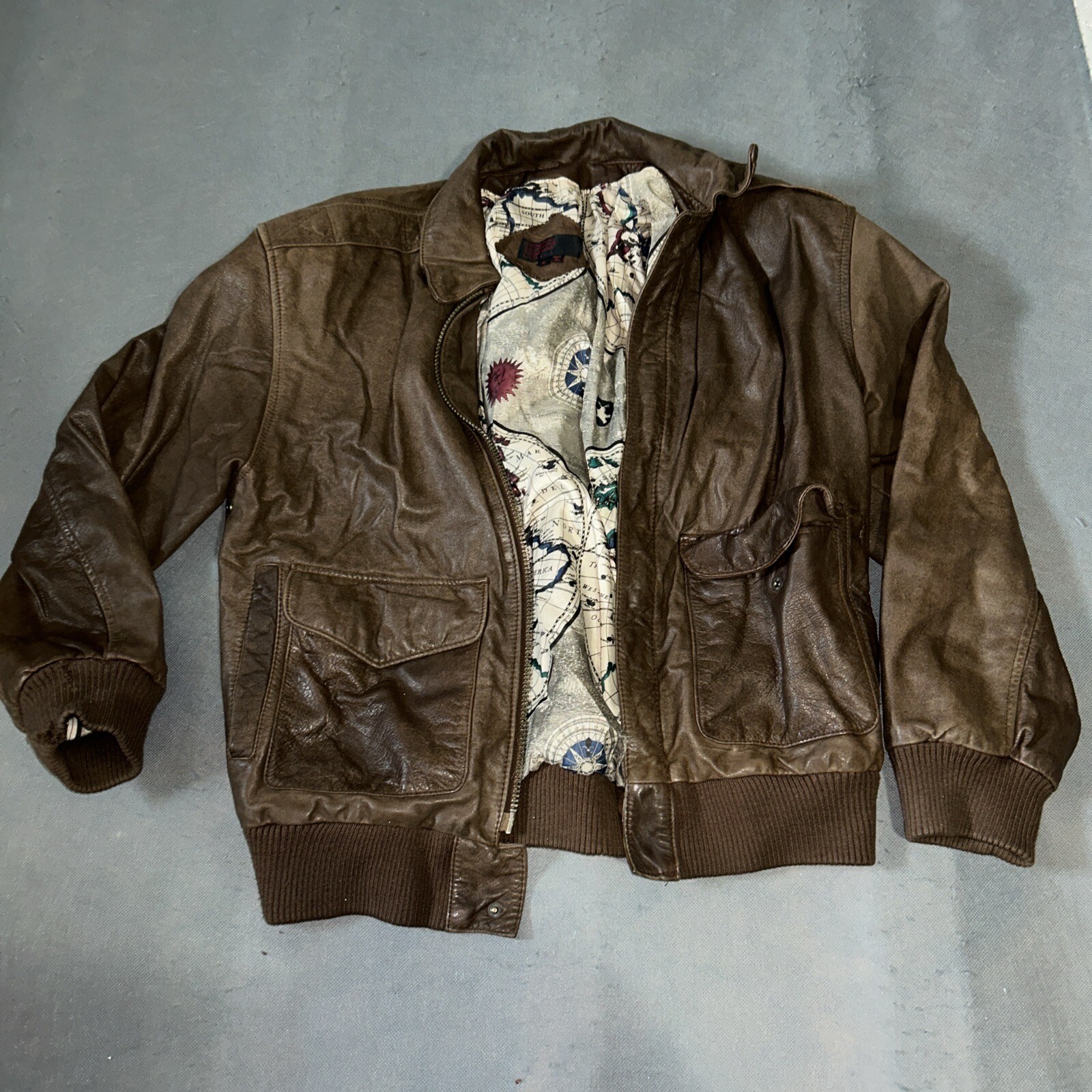 Vintage General Clothing Company Jacket Mens Small Brown Leather Bombe eBay