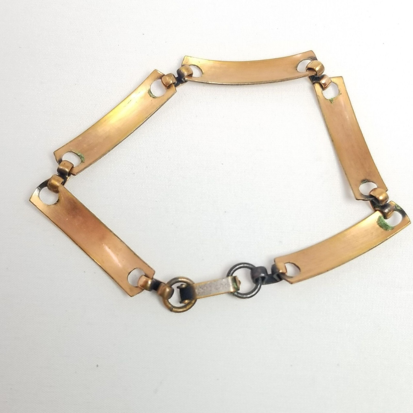 Vintage Solid Copper Heart Design Panel Link Brac… - image 3