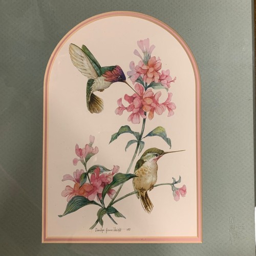 Estampado de colibríes mate y enmarcado por Carolyn Shore Wright 16x13 - Imagen 2 de 3