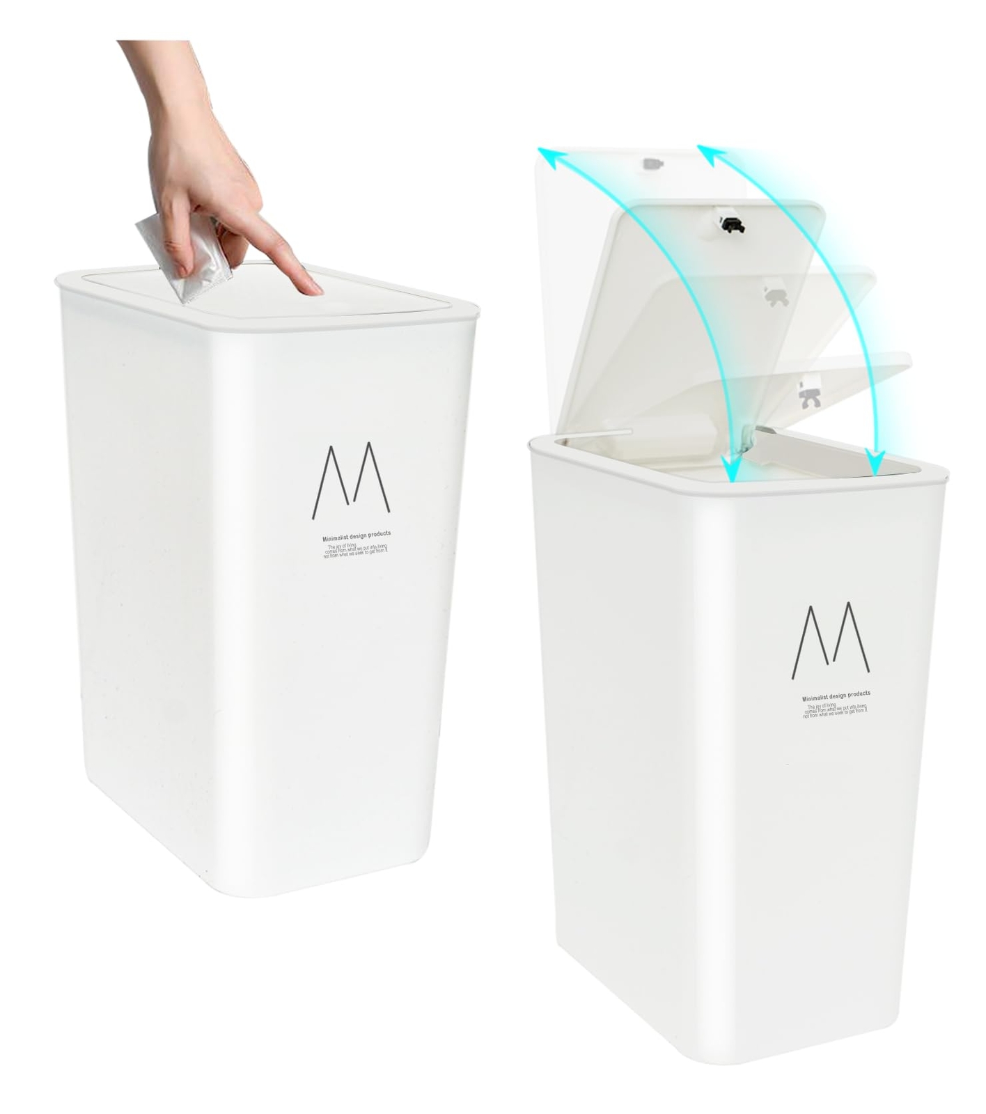 Trash Can with Lid 4 Gallons/15 Liters Garbage Can with Press Top Dog Proof P...-image