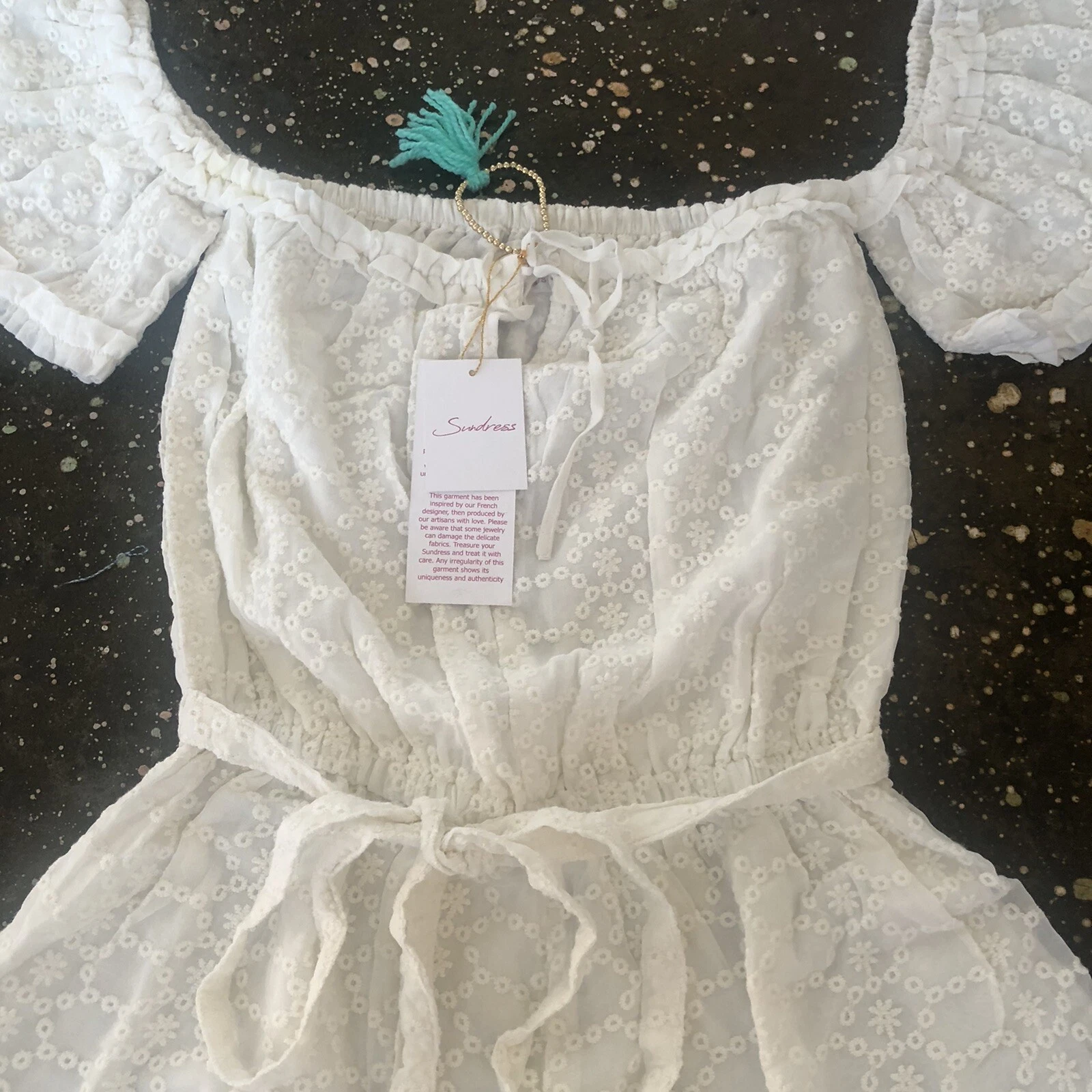 OFF WHITE Sundress Noa Romper Georgette Occhiello Cintura Bianca XS S Nuovo con etichette $141