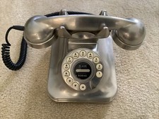 Vintage 50's Classic Desk Phone Push Button Silver Works