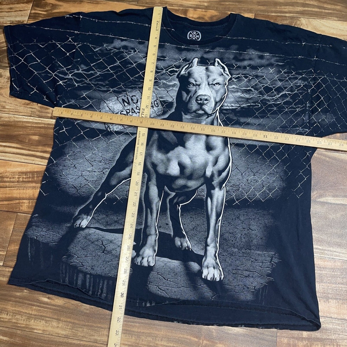 D.O.M. PIT BULL NO TRESPASSING T-Shirt Size 3XL Black Graphic Dog T-Shirt