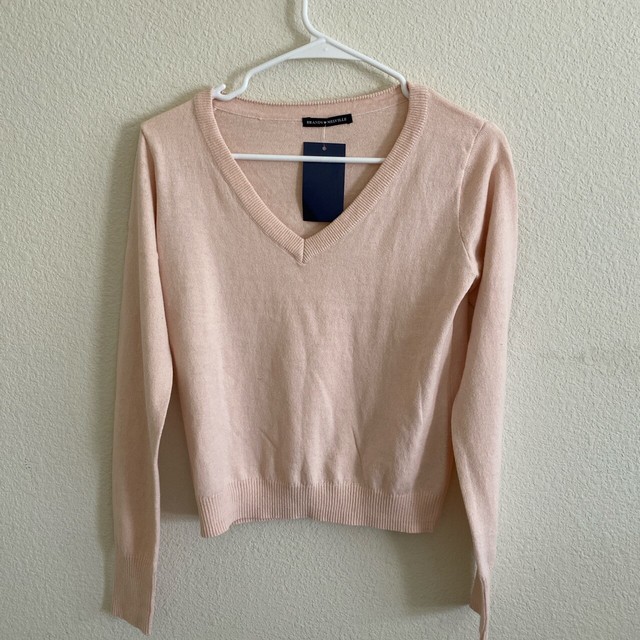 Brandy Melville Pastel Pink light weight V-neck Cable Knit Lance sweater NWT | eBay