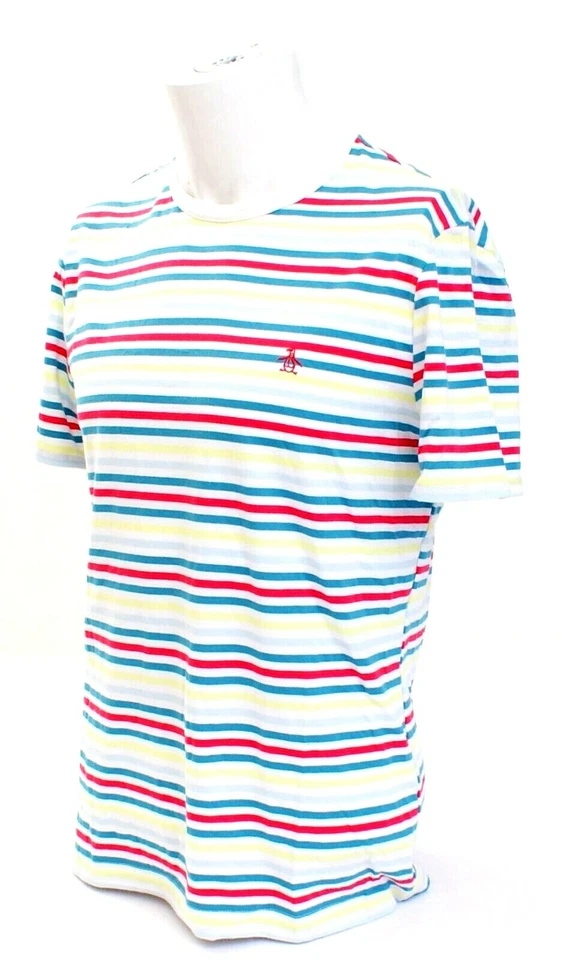 Penguin Multi Color Stripe Short Sleeve Tee T-Shirt Men's NWT - Image 2 of 4