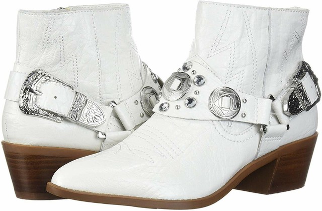 carlos santana white booties