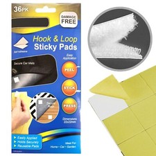 3 x 36 Packs  Hook & Loop Sticky Pads Stick Self Adhesive Squares Stick On Set