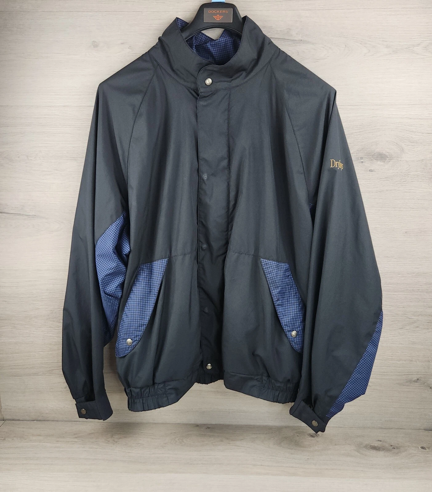 Footjoy Jacket Mens XL Black Full Zip Windbreaker Multi Pocket FJ Logo