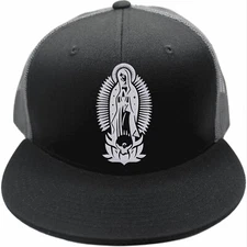 Virgen De Guadalupe Mary Catholic Christian Gift Embroidered Trucker Flat Hat
