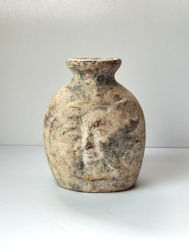 Vaso fiori celeste 3D sole e luna doppia faccia ceramica invecchiata decorazione casa