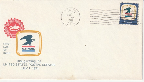 1396 July 1 1971 Postal Service FDC First Day Waco Texas