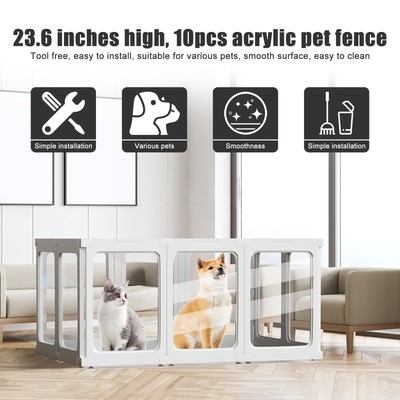 23.6'' Height Pet Playpen,Indoor Dog Fence with Anti-slip Suction Cup for Floor f