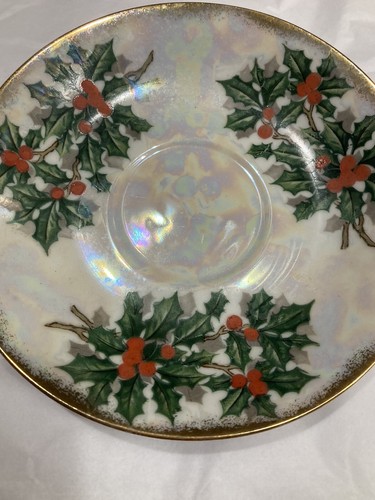 Royal Minster Holly Berries & Pinecones Cup Saucer Fine Bone China England - Picture 11 of 12