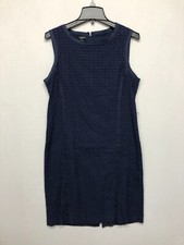 Talbots Women Sleeveless Dress Size 12 Blue Cotton B248 -16