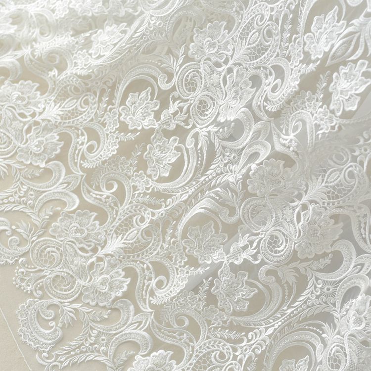 Lujo Cuentas Vestido de Novia Encaje Bordado Vestido de Boda Hágalo usted mismo Tela de Encaje 1 Año