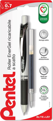 Pentel BL77E Energel MX Schnappverschluss 0,7 mm + Mine schwarz