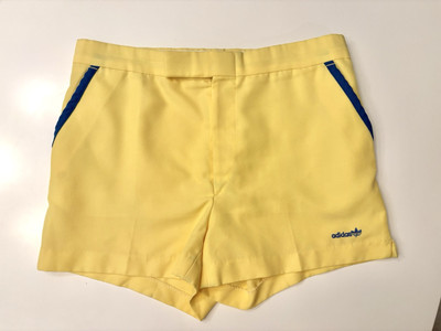 Vintage 70's 80's Adidas Originals Tennis Shorts Sz 36 Yellow Blue Trefoil  | eBay