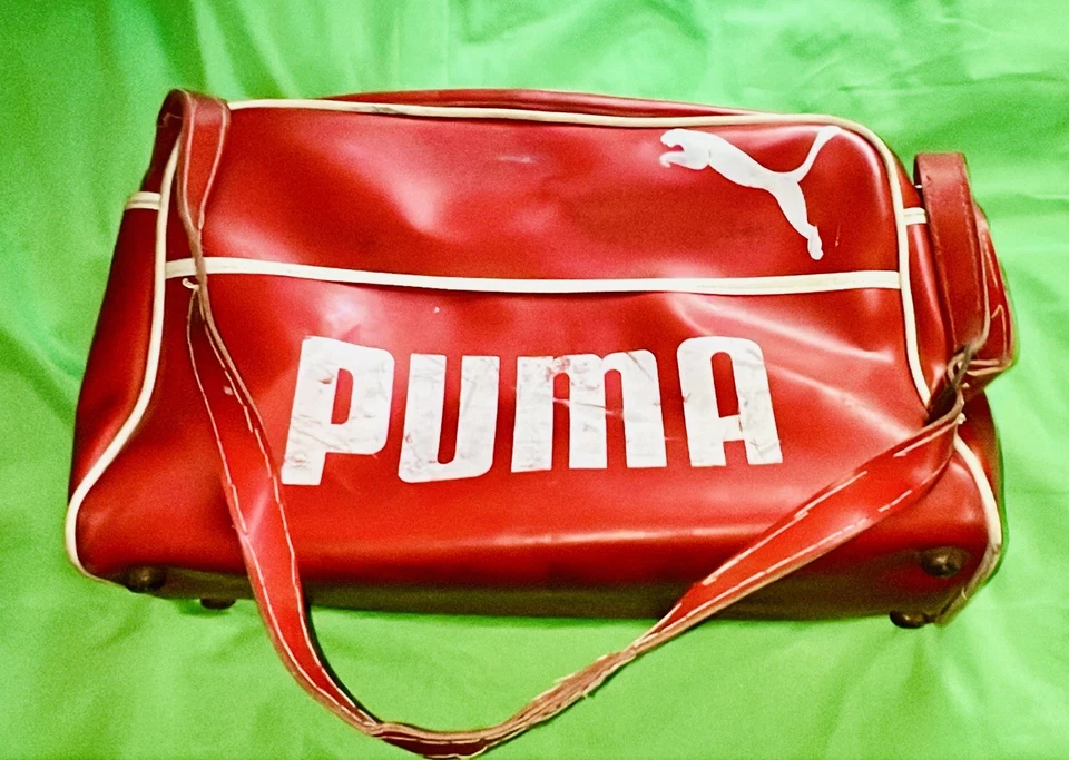 Bolso Mensajero Puma Rojo X Blanco Ribete Vintage Retro Bolso Mensajero Foto 2 de 4