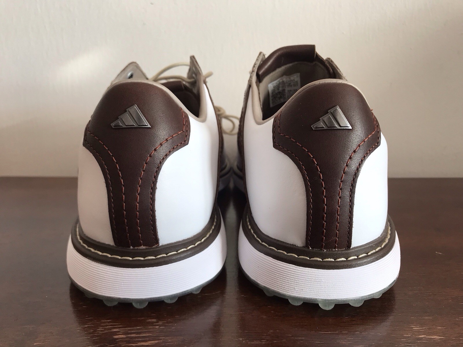 Size 9.5 Men Adidas MC-Z Traxion Leather Spikeless Golf Shoe White Brown IG0910 thumbnail 5