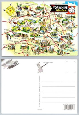 Yorkshire Dales Illustrated Map Postcard - E.T.W. Dennis Print UK