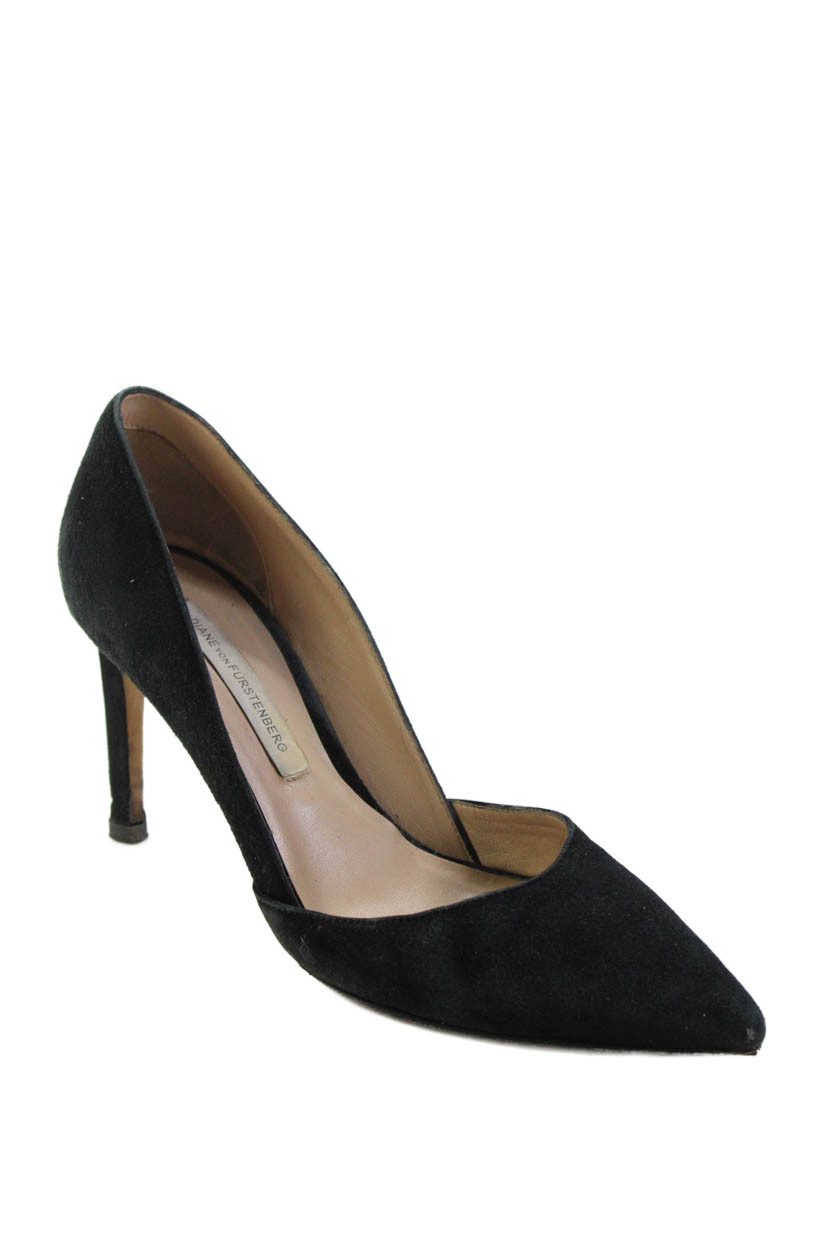 Diane Von Furstenberg Womens Suede Pointed Toe Pumps Black Size 36 6Free Shipping in US $100+ Orders | $6.95 Orders Below