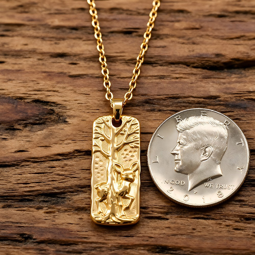 Collana con ciondolo cervo e albero della vita foto 4