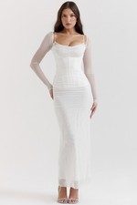 HOUSE OF CB 'Katarina' White Maxi Dress L D-E CUP 5482