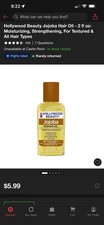 Hollywood Beauty Jojoba Oil 2 Fl oz. - Can be used for the hair or body