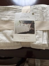 Threshold Linen 3 Piece Duvet Cover Set King Brand New With Tags White Grey