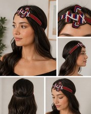 Beaded boho tribal style stretchy headband